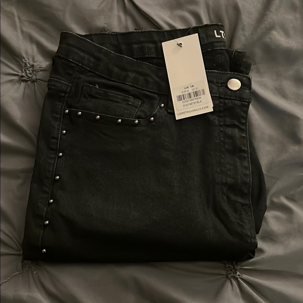 Long Tall Sally Black Skinny Jeans with Studded Detail